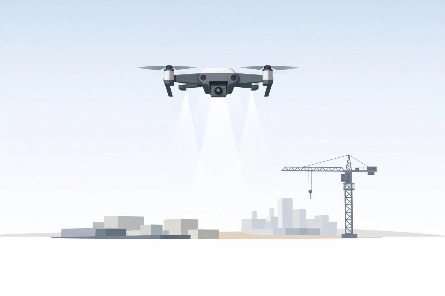 Drone survolant un chantier, symbole des avantages drone pour suivi de chantier qui transforment le BTP.