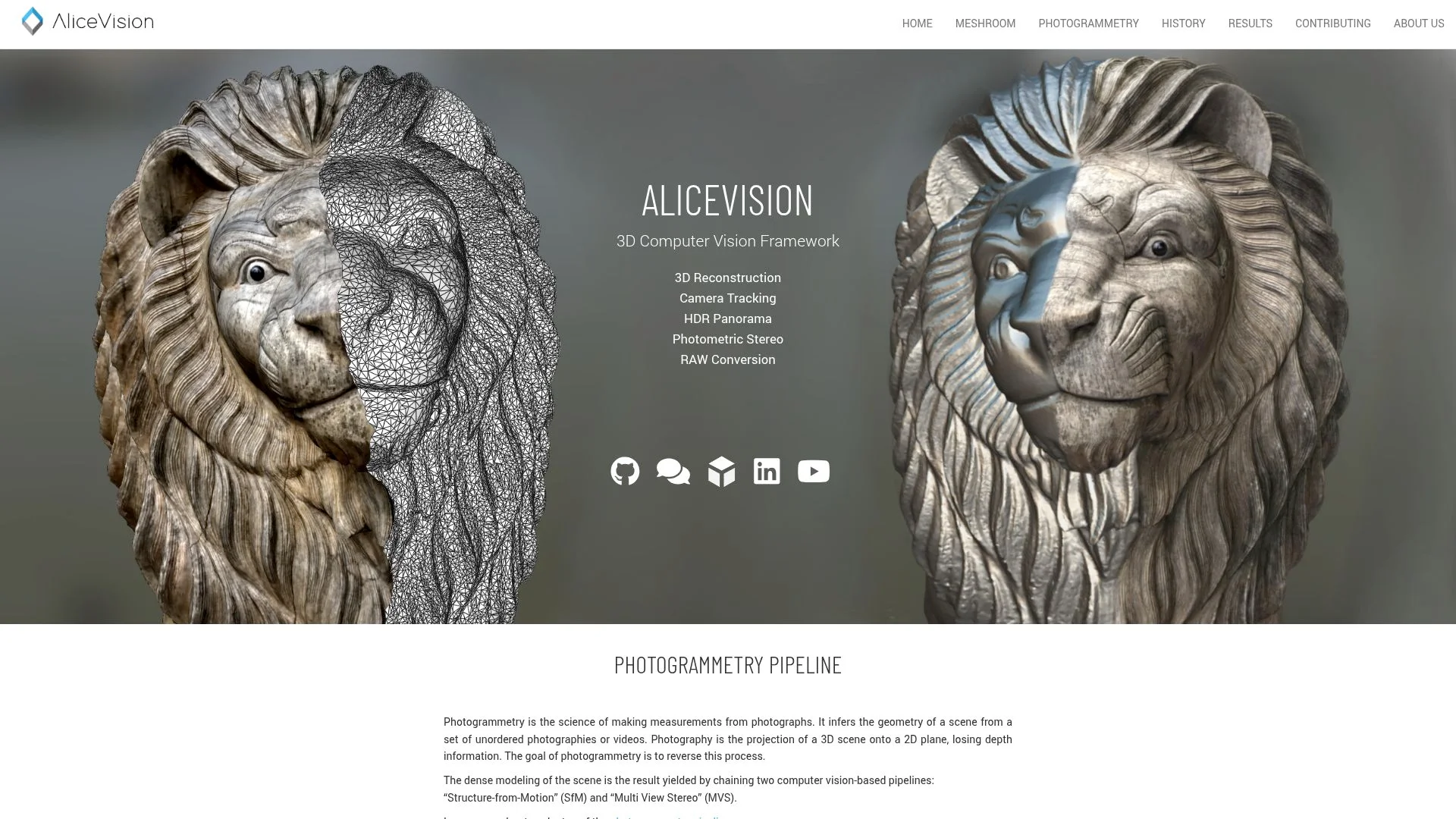Sculpture de tête de lion en 3D avec un rendu réaliste.