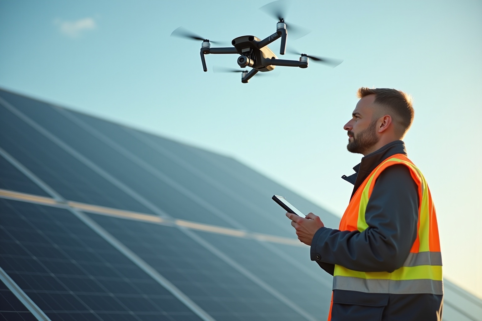 Inspection de panneaux solaires par drone pour une maintenance efficace et sécurisée.